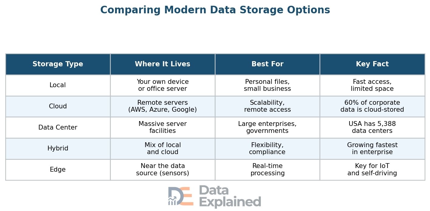 Modern data storage options Compared